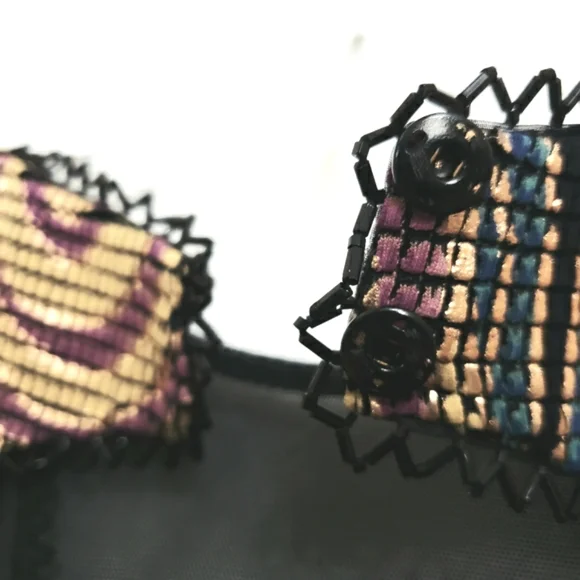 Vintage Cache Metalic Asymmetrical Illusion Plunge Neck Metalic Beaded Maxidress - Picture 15 of 16